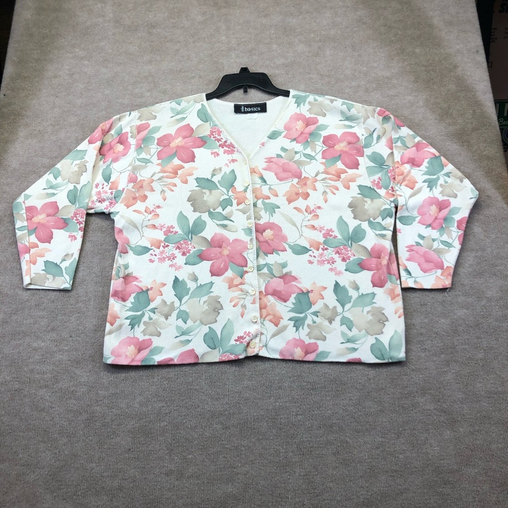 Stefano Basics Floral Button Up Sweater Size 26/28